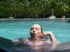 Aidra Fox gets out of the swimming pool to get fucked by her husband