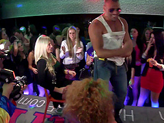 Couple of lucky guys get their dicks pleasured by a lot of ladies