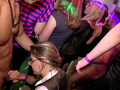 Horny ladies enjoys having sex with male strippers in a club