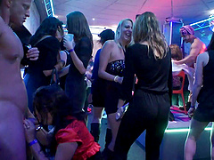 Horny ladies enjoys having sex with male strippers in a club