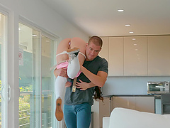 Natural tits Keira Croft gives head in POV and gets fucked from behind