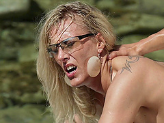 Horny Lana Vegas adores rough sex and a blowjob by the river