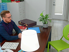 Sexy blonde Jessa Rhodes enjoys sex with her colleague in her office