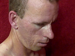 Gay Jeremy Wood gives a blowjob and a hand job trough the wall