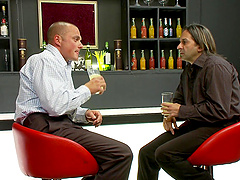 After spanking and a blowjob dominant brunette jumps on friend's cock