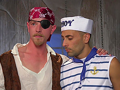 Costumed gay Cody Winter enjoys a blowjob by his kinky boyfriend