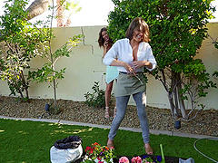 Hot Krissy Lynn adores when her lover cum on her naked body after sex