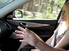 Skinny blonde Jessie Saint picked up and fucked by a stranger