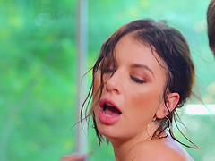 Busty brunette Ivy Lebelle fucked and fingered in the kitchen