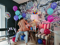 Ella Reese gets a friend's hard penis deep inside her for her birthday