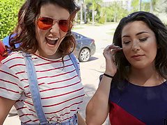 Serena Skye and one more girl are ready for a friend's long shaft