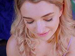 Blonde girl Abby Adams picked up and fucked in the back of the car