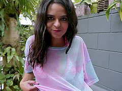 Outdoor fucking with brunette amateur Vienna Black and a stranger