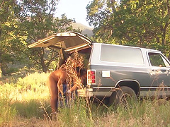 Outdoor fucking during camping with horny blonde Lauren Phoenix