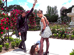 Public humiliation video with amateur Carolina Abril and Tina Kay