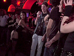 Submissive slut Melody Petite tied up and fucked in public