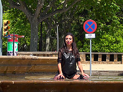 Dirty slut Melody Petite loves being rough fucked in outdoors