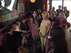 Dirty slut Liz Rainbow gets tied up and fucked in public. HD