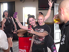 Sexy brunette Melody Petite tied up and humiliated in public