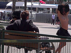 Public humiliation for kinky Mistress Minerva and Melody Petite