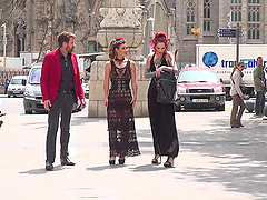 Public humiliation and fucking with slutty Silvia Rubi and Julia Roca