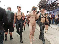 Amateur guy tied up, blindfolded and humiliated in public