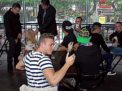 Hardcore double penetration in public with whore Isabella Clark