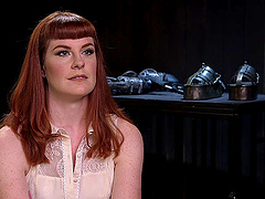 Redhead chick Barbary Rose tied up and tortured to make her scream