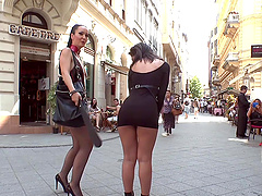 Publi humiliation and fucking with wild Fetish Liza and Bella Beretta