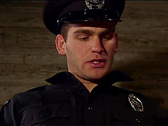 BDSM scene with one skinny dude tied up with rope and fucked