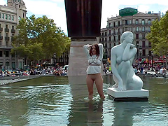 Tied up slut Mona Wales humiliated in public and fucked good