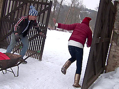 Crazy fucking on the floor with natural boobs girlfriend Mia Angelo