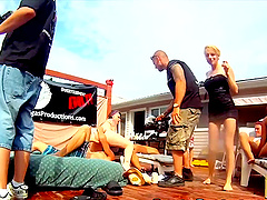 Outdoor fucking by the pool with provocative sluts like Vandal Vyxen