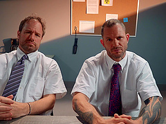 Female suspect Gina Valentina fucked on the table by a police detective