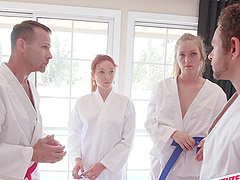 Foursome fucking in the living room with Luna Light & Ashley Red