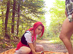 Cosplay fucking in the woods with redhead chick Brind Love