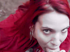 Cosplay fucking in the woods with redhead chick Brind Love