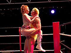 Hardcore fucking in the ring with a cum loving redhead model