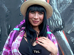 Fake hooters Valentina Ricci fucked in outdoors and eats cum