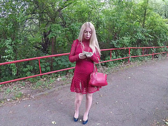 POV video of beautiful blonde Isabella Clark having outdoors sex