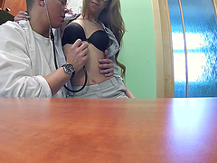 Slender blonde Paris Divine with glasses fucked by a doctor