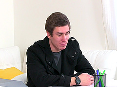 Female agent Vanessa sucks a dick and rides her male client