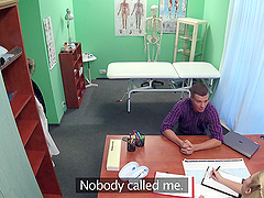 Quickie fucking in the bathroom with a horny blonde nurse . Spy cam