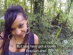 Ebony hooker Channel Santos picked up and fucked by a fake cop