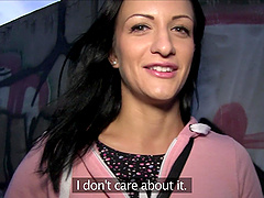 Handsome brunette Black Sophia takes money to have outdoors sex