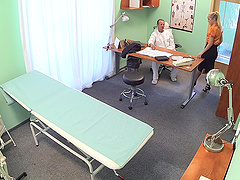 Wild fucking on the doctor's table with sexy blondie Adriana Dryli