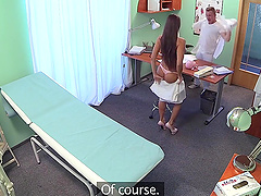 Dirty nurse Mea Melone wants to be fucked by the doctor on the table