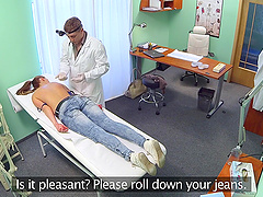 Naughty fake doctor slides his dick in wet pussy of Jenny Simons