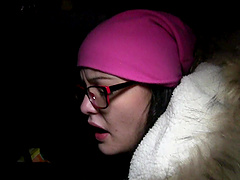 Outdoor fucking in the forest with amateur Diore with glasses