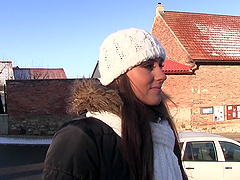 Beautiful stranger Mea Melone picked up and fucked in the back of the car